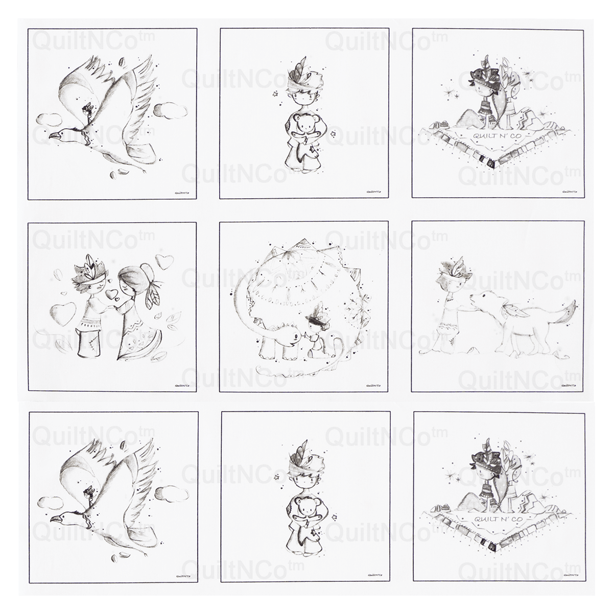 Panneau Noir et Blanc Garçon cadre Noir by QuiltNCo™