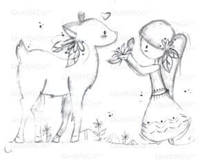 Indienne Et Petit Faon NB by QuiltNCo™