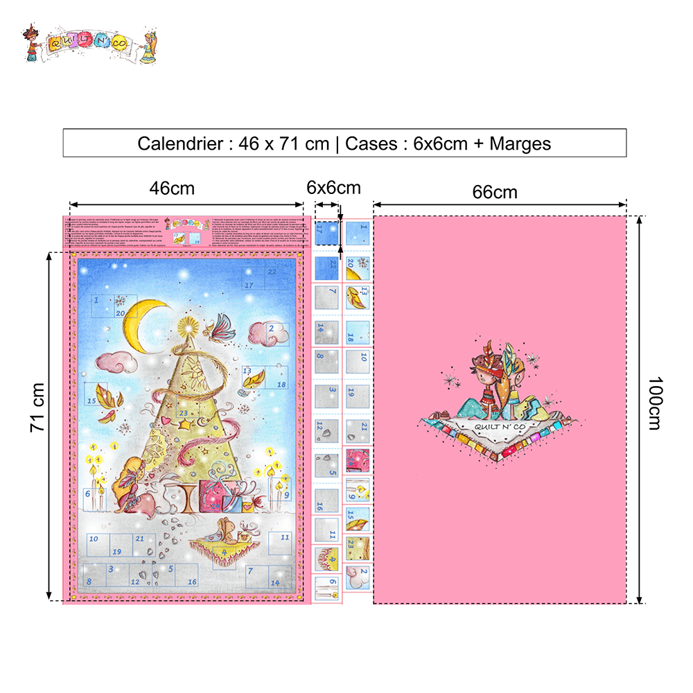 Calendrier Fille 2024 by QuiltNCo™ - Dimensions
