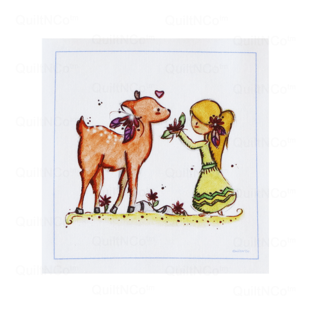 Coupon Couleur Fille et le Faon cadre Bleu by QuiltNCo™