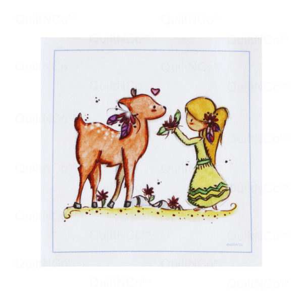 Coupon Couleur Fille et le Faon cadre Bleu by QuiltNCo™