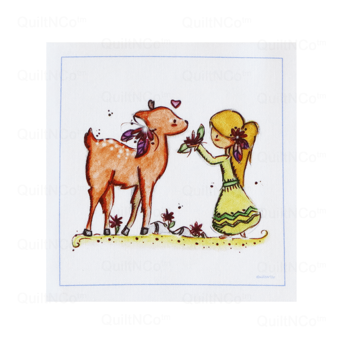 Coupon Couleur Fille et le Faon cadre Bleu by QuiltNCo™